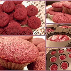 Queques vermelhos com chocolate / Red chocolate cupcakes