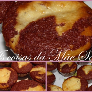 Queques de chocolate e cheesecake / Chocolate and cheesecake muffins