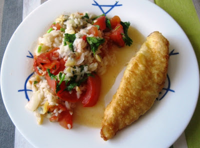 Filetes de Peixe-Galo com Arroz de Tomate e Ameijoas