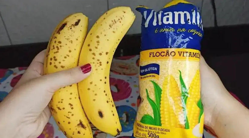 Tem banana e flocão de milho? Faça esta receita de 2 ingredientes, sem trigo, sem ovos e pronta em 5 minutos