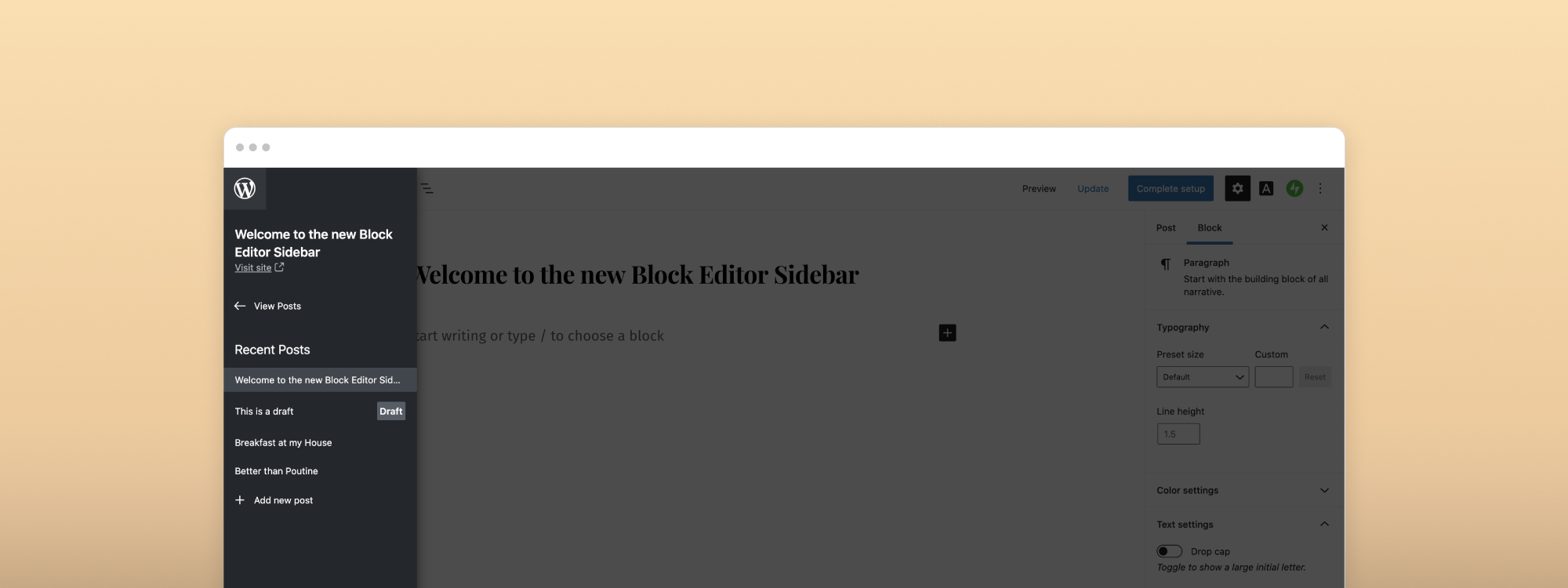 Gerencie posts e páginas com a nova barra lateral do Editor de blocos