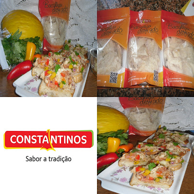 Bruchestas de bacalhau, tomate, pimentos e melão- Com Bacalhau Constantinos