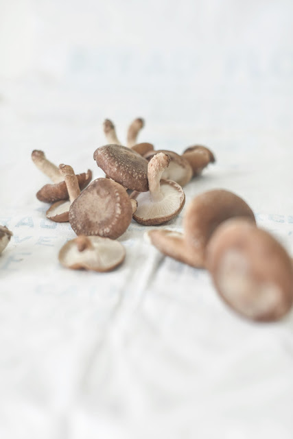 Cogumelos Shiitake com puré de batata-doce