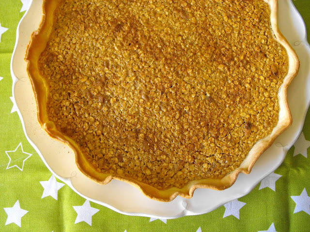 Tarte de aveia com nozes e doce de abóbora