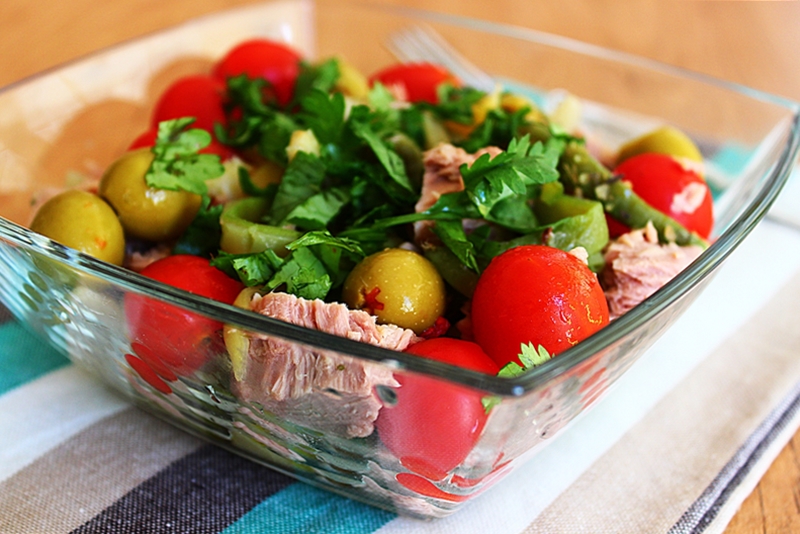 Salada de Feijão Verde Cozido com Atum