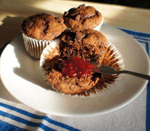muffins duplos de chocolate