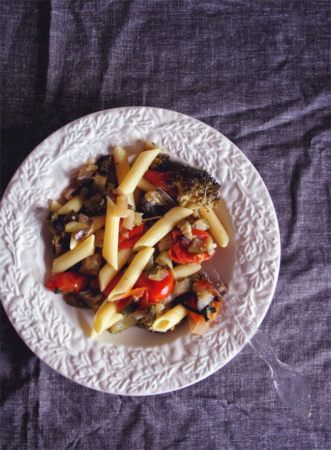 Pasta com legumes assados/ Roasted vegetables pasta