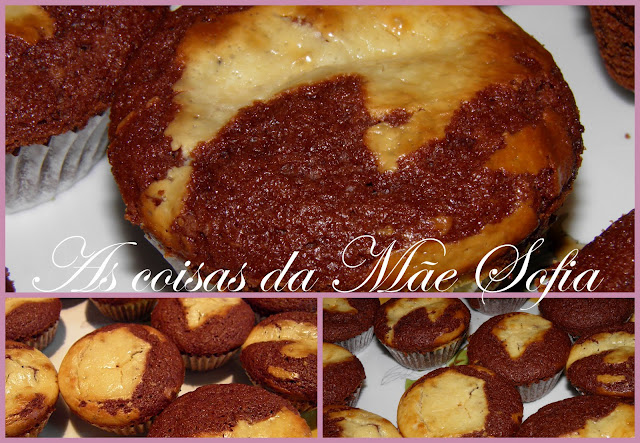 Queques de chocolate e cheesecake / Chocolate and cheesecake muffins