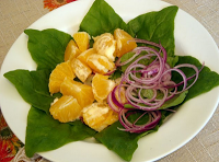 Salada de Espinafre com Laranja (vegana)