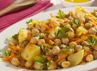 Salada de Grão-de-Bico, Cenoura e Batata (vegana)